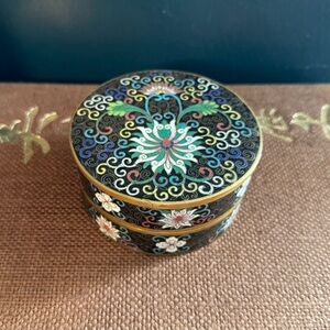 Vibrant Vintage Cloisonné Trinket Tea Box